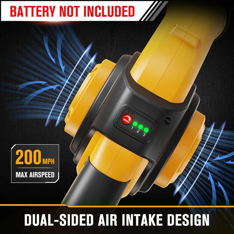 HEINPRO Cordless Leaf Blower Compatible with Dewalt 20V Max Battery (Tool Only), Up to 200MPH Small Electric Leaf Blower, 3 Speeds Mode, Battery Powered Mini Leaf Blowers for Patio - Image 4